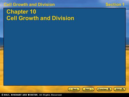 Chapter 10 Cell Growth and Division