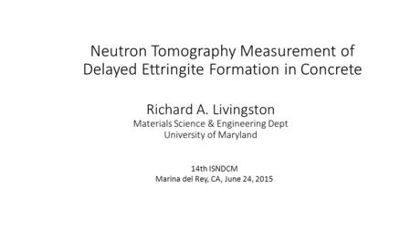 Richard A. Livingston Materials Science & Engineering Dept