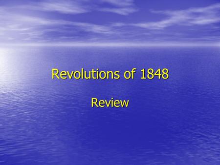 Revolutions of 1848 Review Information on Karl Marx Communist Manifesto 1848 with Engels Communist Manifesto 1848 with Engels Surplus value of labor.