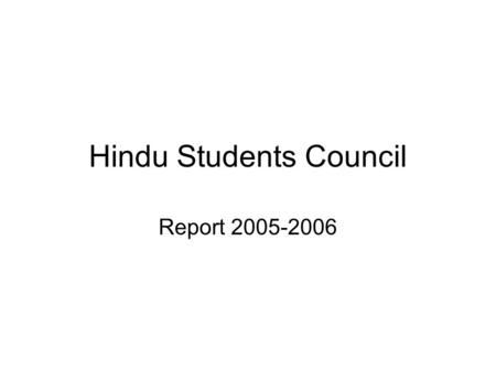 Hindu Students Council Report 2005-2006.