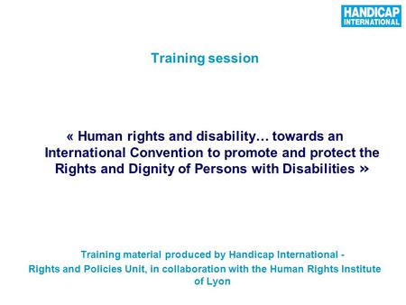 Training material produced by Handicap International -