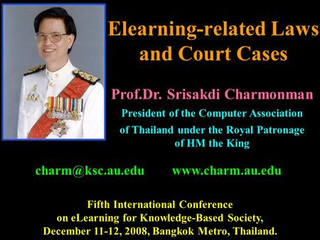 Elearning-related Laws and Court Cases Fifth International Conference on eLearning for Knowledge-Based Society, December.