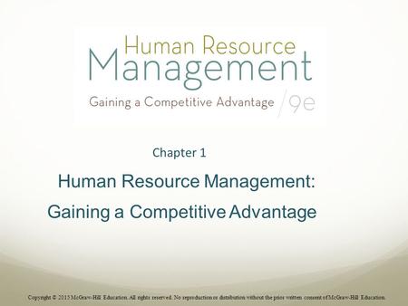 Human Resource Management: Gaining a Competitive Advantage