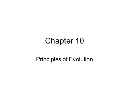 Principles of Evolution