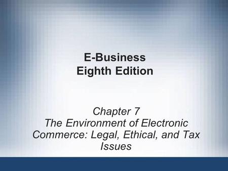 E-Business Eighth Edition