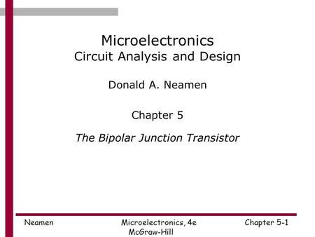 Microelectronics Circuit Analysis and Design