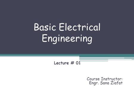 Basic Electrical Engineering