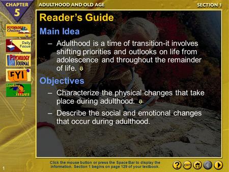 Reader’s Guide Main Idea Objectives