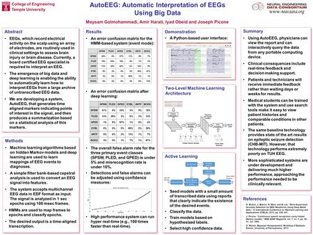 Www.nedcdata.org Abstract EEGs, which record electrical activity on the scalp using an array of electrodes, are routinely used in clinical settings to.