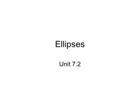 Ellipses Unit 7.2. Description Locus of points in a plane such that the sum of the distances from two fixed points, called foci is constant. P Q d 1 +