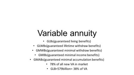 Variable annuity GLBs(guaranteed living benefits)