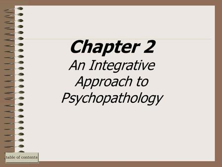 Chapter 2 An Integrative Approach to Psychopathology