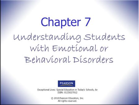 Understanding Students with Emotional or Behavioral Disorders