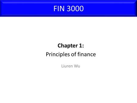 FIN 3000 Chapter 1: Principles of finance Liuren Wu.