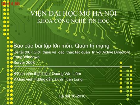 VIỆN ĐẠI HỌC MỞ HÀ NỘI KHOA CÔNG NGHỆ TIN HOC