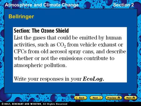 Atmosphere and Climate ChangeSection 2 Bellringer.