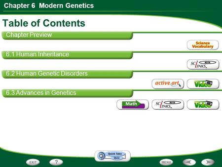 Table of Contents Chapter Preview 6.1 Human Inheritance