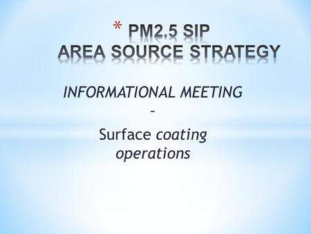 INFORMATIONAL MEETING – Surface coating operations.