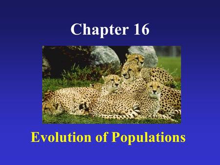 Evolution of Populations