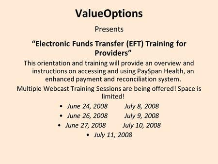 ValueOptions Presents