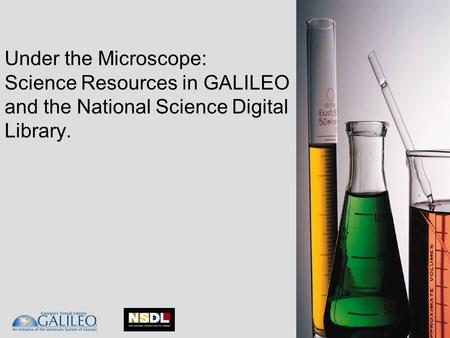 Under the Microscope: Science Resources in GALILEO and the National Science Digital Library.