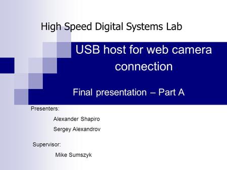 USB host for web camera connection