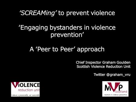 Interpersonal violence – Violence between individuals in families and communities – is a public health problem.” Etienne Krug Director Department of.