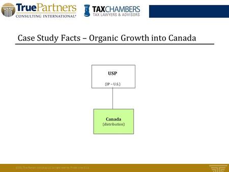 Case Study Facts – Organic Growth into Canada ©2011 True Partners Consulting LLC. All rights reserved. Printed in the U.S.A. Canada (distribution) (IP.