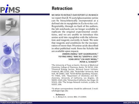 Perspective: standard Protein information Management Systemwww.pims-lims.org.