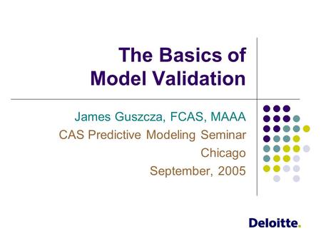 The Basics of Model Validation