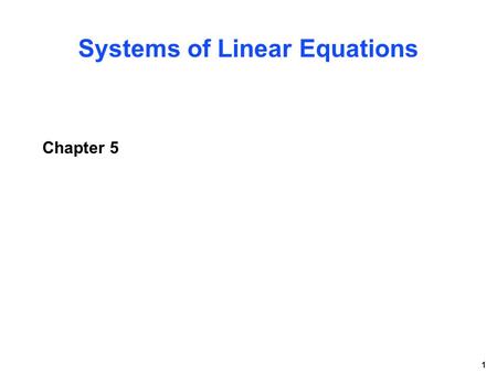 Systems of Linear Equations