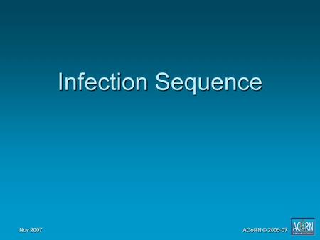 Nov 2007 ACoRN © 2005-07 Infection Sequence. Nov 2007ACoRN © 2005-07.