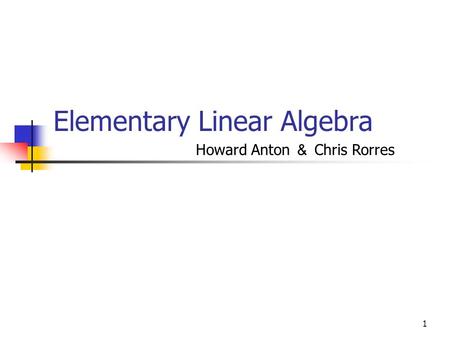 Elementary Linear Algebra