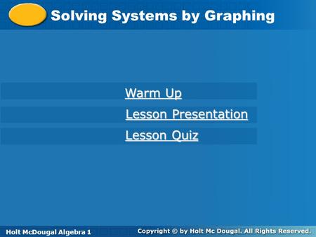 Solving Systems by Graphing