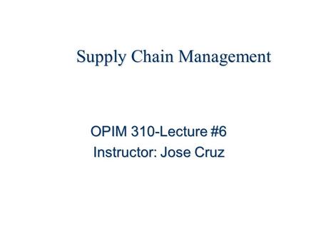 Supply Chain Management