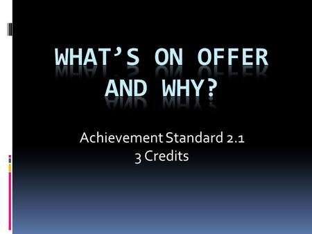 Achievement Standard Credits