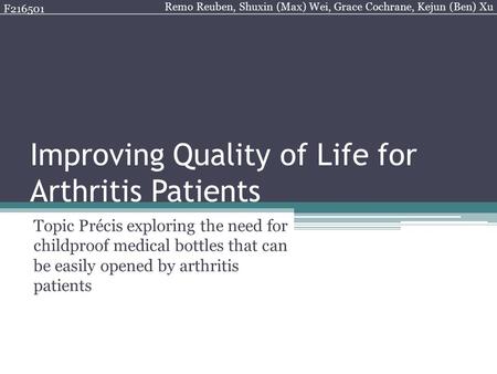 Improving Quality of Life for Arthritis Patients