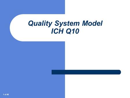 Quality System Model ICH Q10