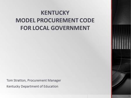 KENTUCKY MODEL PROCUREMENT CODE FOR LOCAL GOVERNMENT