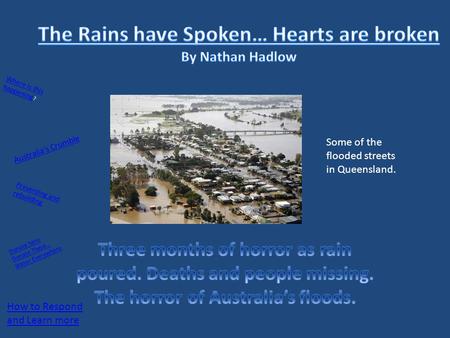 Some of the flooded streets in Queensland. Where is this happening Where is this happening ? Australia’s Crumble Preventing and rebuilding Donate here.