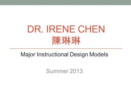 Major Instructional Design Models