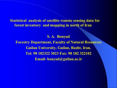 Forestry Department, Faculty of Natural Resources