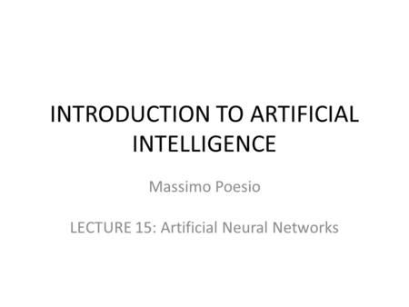 INTRODUCTION TO ARTIFICIAL INTELLIGENCE