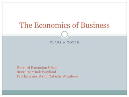 The Economics of Business