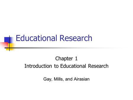 Introduction to Educational Research