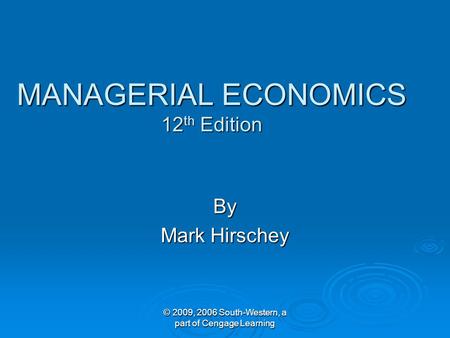 MANAGERIAL ECONOMICS 12th Edition