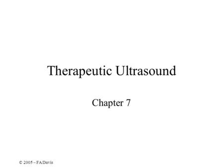 Therapeutic Ultrasound