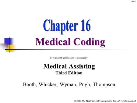 Medical Coding Chapter 16 Medical Assisting