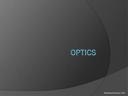 Noadswood Science, 2013. Optics  To be able to calculate the refractive index using the critical angle of a substance Thursday, August 06, 2015.