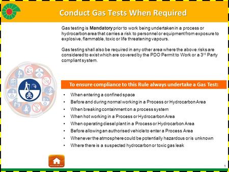 1 When entering a confined space Before and during normal working in a Process or Hydrocarbon Area When breaking containment on a process system When hot.